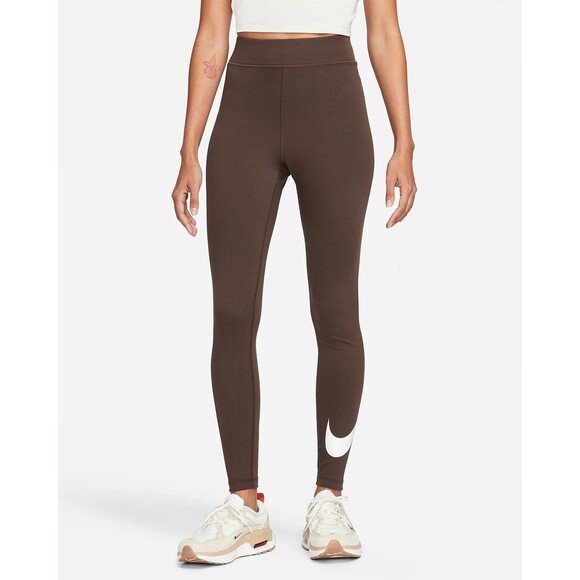 Nike Pants - Women's Nike Sportswear Classics Swoosh Leggings Brown High Waisted Small NWT